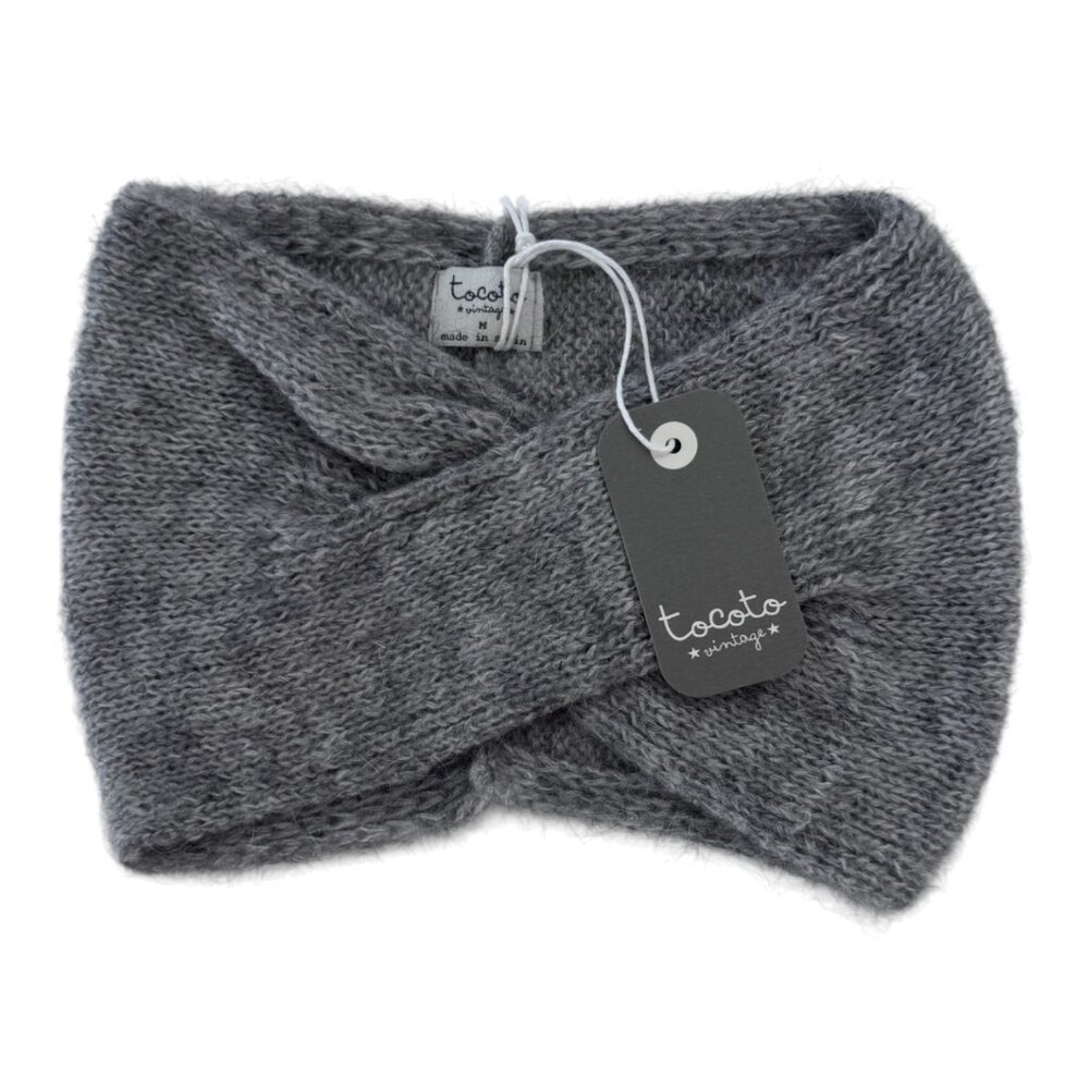 TOCOTO VINTAGE - KNITTED HEADBAND - GREY - 30% MOHAIR - 20" = 3-6Y - NWT